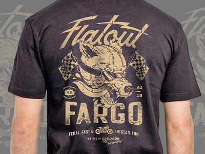 Flatout Fargo bike dakota fargo feral flag illustration moto north shirt type vintage wolf