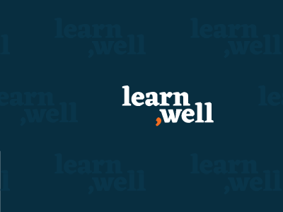 LearnWell branding education identity lettering logo logotype navy typography wordmark