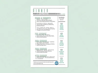 Krupp Wine Dinner branding catering food menu