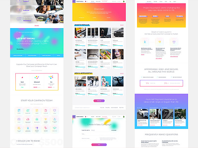 International crowdfunding website. Pages Set. Berkoff Goodman create crowdfunding gradient interface page retina sketch startup ui web webdesign website