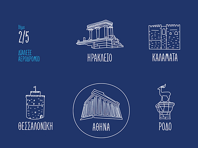 Airport Icon set airport destination greece hand drawn handmade icons illustration sketch