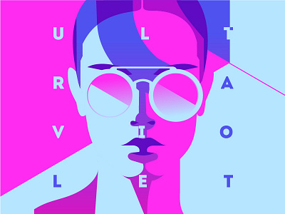 Ultraviolet flat girl light neon portrait poster ultraviolet uv vector