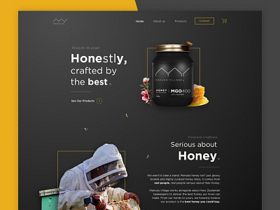 Manuka Village Homepage Concept dark honey website