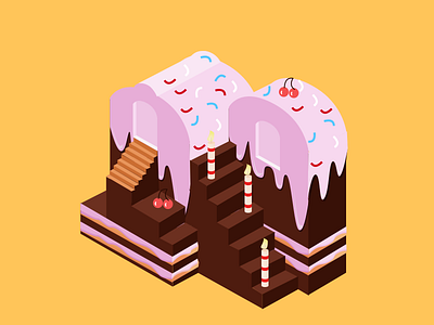 Dessert Castle cake castle design dessert isometric ui