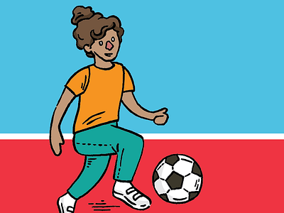 Girl Playing Soccer Illustration art athlete cartoon comic digital drawing graphic illustration scocer sports vector wip