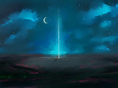 Starlight art depression drawing human landscape light moon night starlight stars