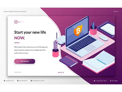 Livecoin Redesign Concept #dailyredesignchallenge 10/14 bitcoin btc concept cryptocurrency landing livecoin redesign screen ui uiux ux web design