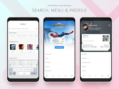 02. BookMyShow App Redesign app booking interaction ios movie prototype redesign seats selection showtime ui