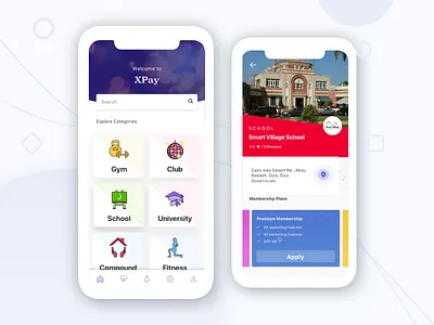 Membership App app cards categories design iconography iphonex membership mobile ui userinterface ux