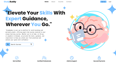 StudyBuddy Hero Section you partner in your Studies blue buddy course web hero section minimalist simple study studybuddy ui web design