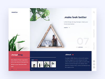 Morel.co blog blue grid landing little minimal product red things webdesign webpage white