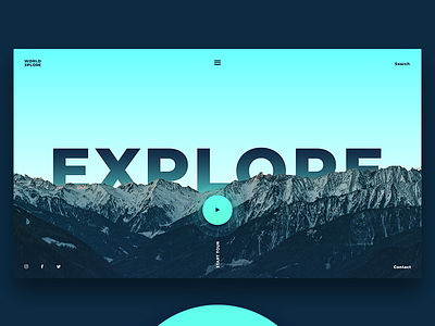 World Explore blue cyan decom explore landing page travel ui ux world