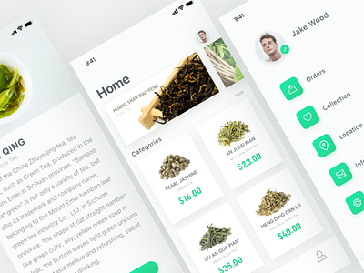 The design of the interface of tea tea；green；ui