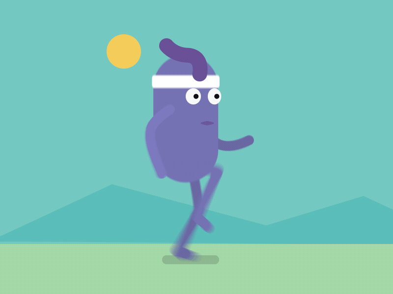 Sunday Running alien animation flat color jogging motion design purple run cycle running sport