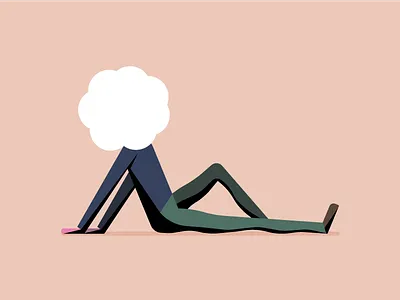 stuck in past memories 2d character flat illo illustration shading vector