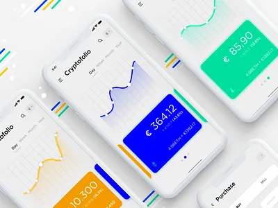 Cryptofolio - Cryptocurrency Wallet 2d app bitcoin crypto ethereum finance ios mobile sketch ui ux wallet