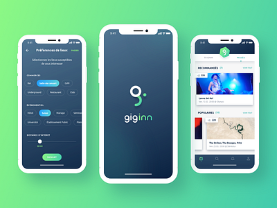 giginn app book concert event gig place show ui ux