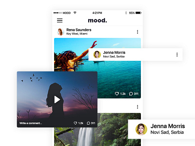 Mood Feed Screen feed news photo scroll social ui ux video