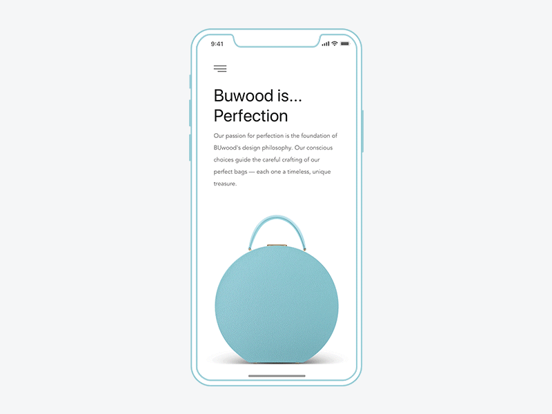 Concept for BUwood application bags clean concept e commerce fashion minimal shop ui