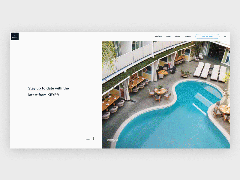 Keypr - News & Clients animation clean clients hospitality hotel interaction news product transitions ui ux website