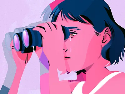 Insecurities binoculars closeup drawing female illustration pentadeca