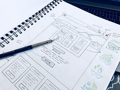 Sketching a UI drawing icons landing page sketch ui