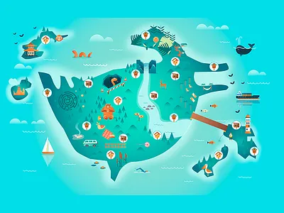 Map 2d bird board coast game island map nature sea