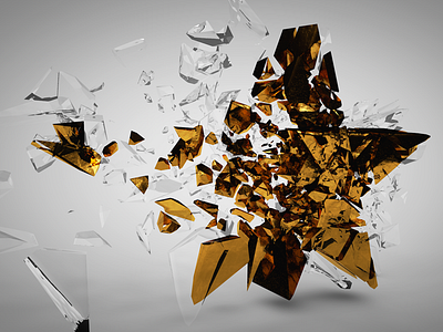 Broken Star broken c4d crashed glass gold star