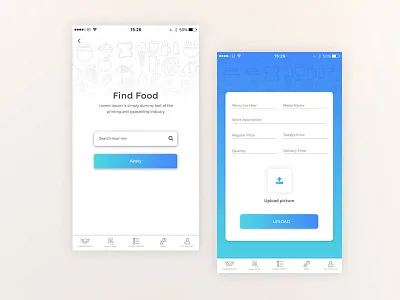 Free food service find food food app ui food service app illustration splash screen upload screen ux