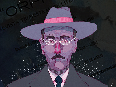 Pessoa art digital art drawing illustration poet poetry portuguese