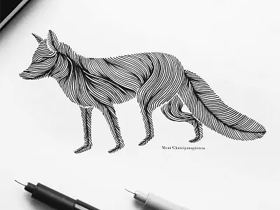 Animal Lines // FOX abstract animals art drawing graphic design handmade illustration line art logo minimal