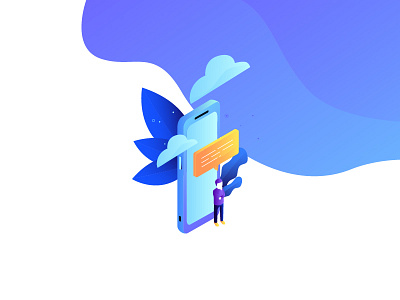 Innovation series - creative FAQ blue characters faq gradient illustration innovation isometric purple question technology