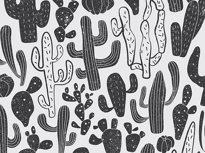 Cactus pattern black and white cactus pattern plants surface design
