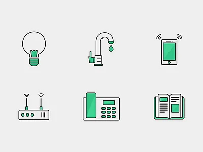 Billbox Services Icons app icons gas icons light ball magazines mobile phone news phone services icons tv water wifi