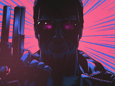 T-800 Vector Illustration 1980s 80s digital illustration movies neon newretrowave retro retrowave t800 terminator vector