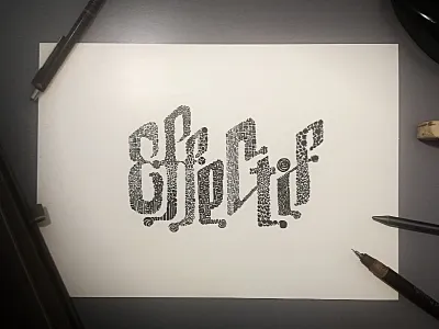Effectif handdrawn lettering ornaments rapidograph