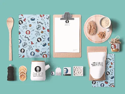 Everest Restaurant Branding branding everest food identity illustration letterhead logo nepal packaging restaurant stationery