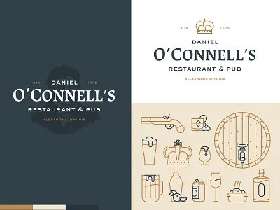Daniel O'Connell's badge beer brand icons irish pub restaurant system whiskey