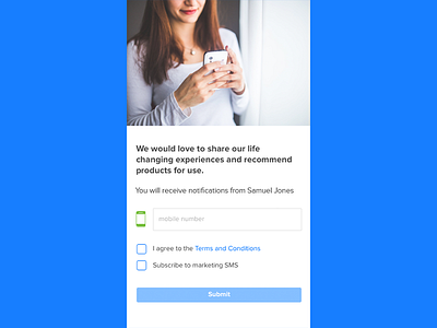 SMS Subscription Mobile mobile sms subscription ui ux