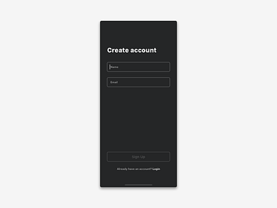 Dark Sign Up - DailyUi #001 app app screen create account daily 001 daily ui challenge dailyui email login name sign up sign up page ui challenge