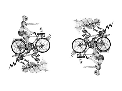 Transition bicycle bike cycling draw drawing pencil skeleton skull