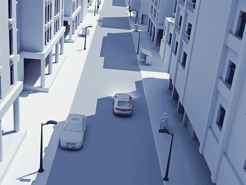 Autonomous parking experience 3d a7 after effect audi automotive c4d camera car city clean day drone fly houdini illustration lights render simple vehicle white