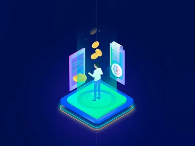 Branding illustration for Cryptobanc bitcoin crypto cryptobanc ico isometricillustration