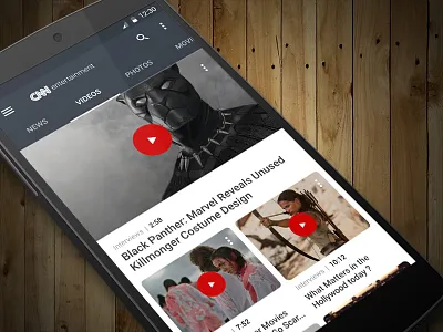 CNN Mobile App Concept app clean entertainment home movie news player portal trend ui ux video