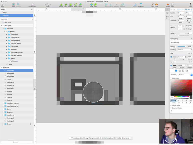 Recreating Mac OS file picker in Sketch icons library process screen recording sketch