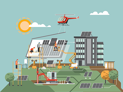 Illustration of solar power 2d colour flat illustration people vectors
