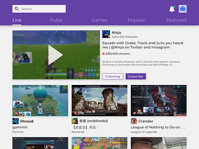 Daily UI 25: TV App daily ui tv tv app twitch ui