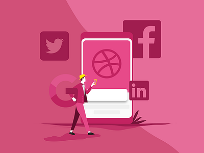 Dribbble Social Sign In dribbble facebook google illustration people social sign in twitter