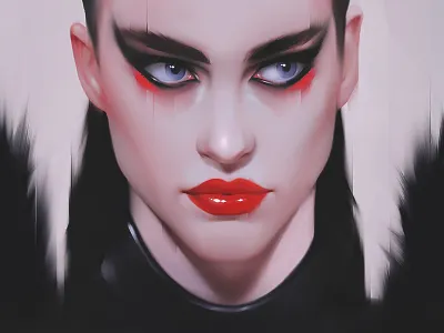 black fashion art beauty black cg digital fashion girl illustration model painting portrait