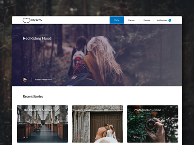 Picarto clean dash front hero home mehra rajat title page ui ux web